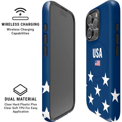 USA Flag Stars iPhone 16 Pro Magsafe Impact Case
