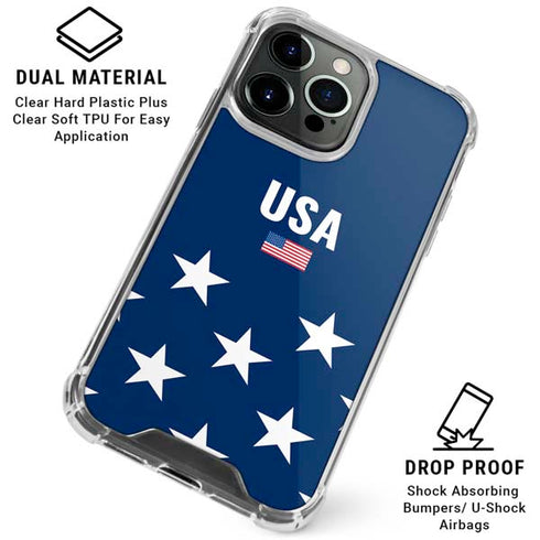 USA Flag Stars iPhone 16 Pro Max Clear Case