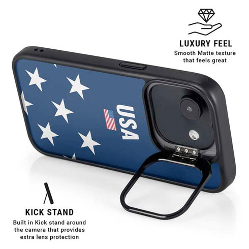 USA Flag Stars iPhone 16e Kickstand Case