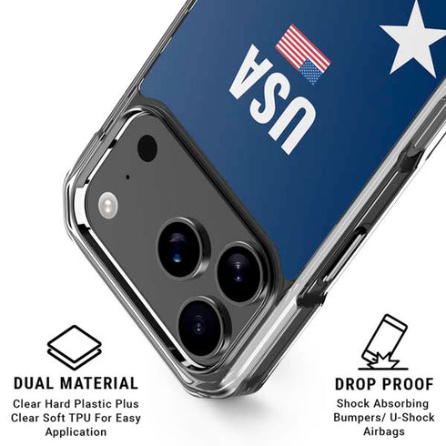 USA Flag Stars iPhone 18 Pro Clear Case