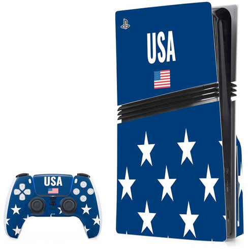 USA Flag Stars PS5 Pro Disk Bundle Skin