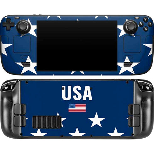 USA Flag Stars Steam Deck Handheld Gaming Computer OLED Skin
