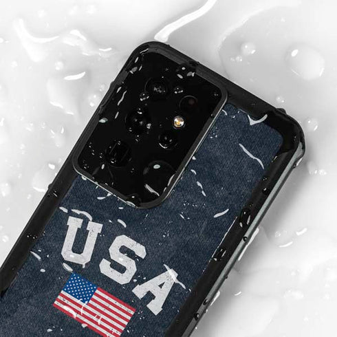 USA with American Flag Galaxy S24 Ultra Waterproof Case