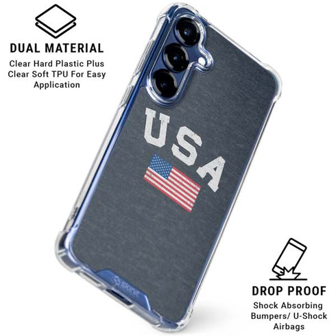 USA with American Flag Galaxy S25 Plus Clear Case