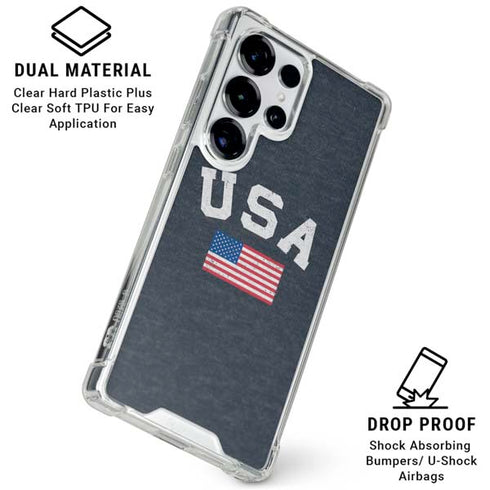 USA with American Flag Galaxy S25 Ultra Clear Case