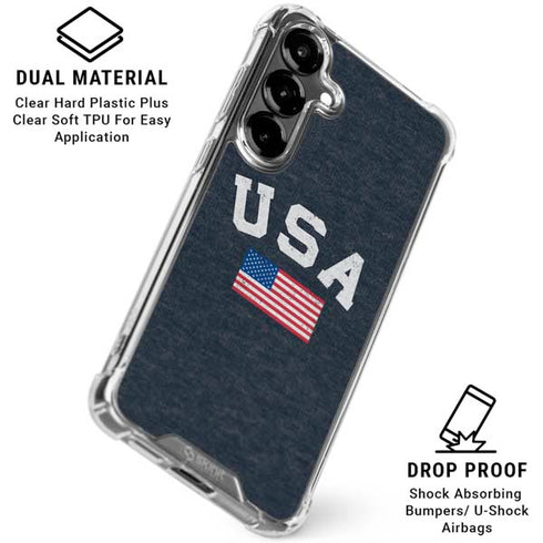 USA with American Flag Galaxy S26 Clear Case