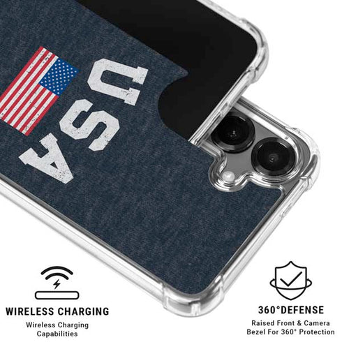USA with American Flag Galaxy S26 Plus Clear Case