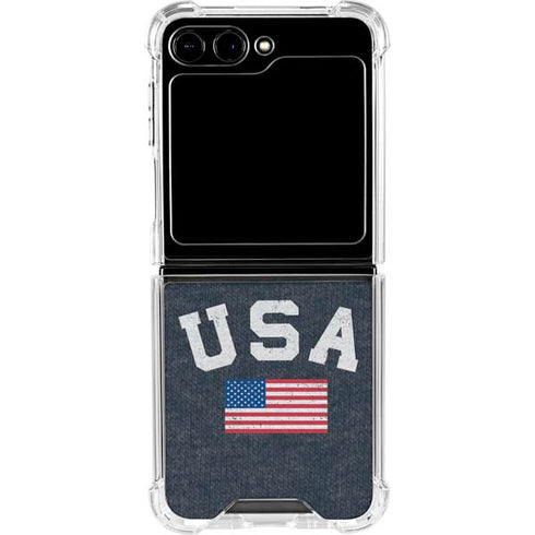 USA with American Flag Galaxy Z Flip6 Clear Case