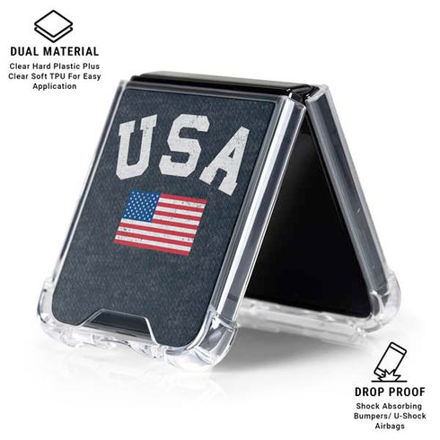 USA with American Flag Galaxy Z Flip6 Clear Case
