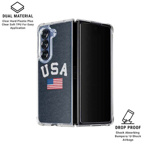 USA with American Flag Galaxy Z Fold6 Clear Case