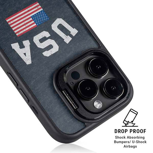 USA with American Flag iPhone 13 Pro Max Kickstand Case