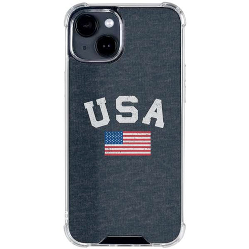 USA with American Flag iPhone 15 Clear Case