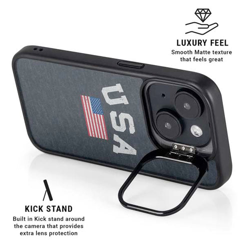 USA with American Flag iPhone 15 Plus Kickstand Case