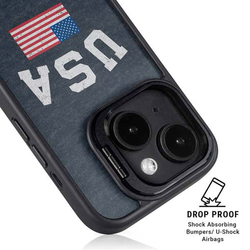 USA with American Flag iPhone 15 Plus Kickstand Case