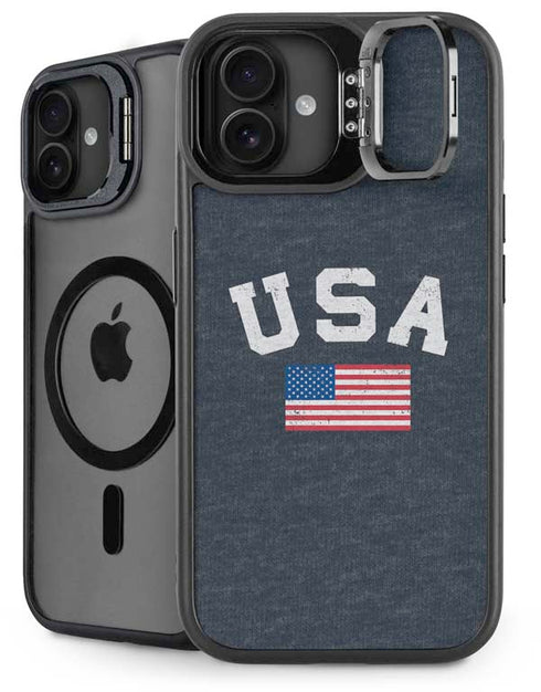 USA with American Flag iPhone 16 Plus Kickstand Case