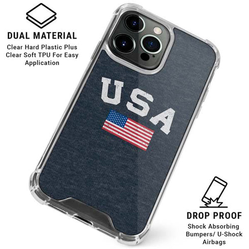 USA with American Flag iPhone 16 Pro Max Clear Case