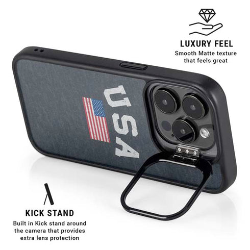 USA with American Flag iPhone 16 Pro Max Kickstand Case