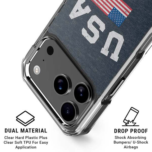 USA with American Flag iPhone 18 Pro Clear Case
