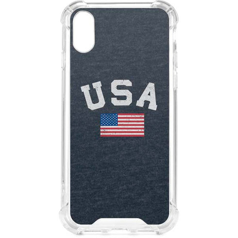USA with American Flag iPhone XS Clear Case