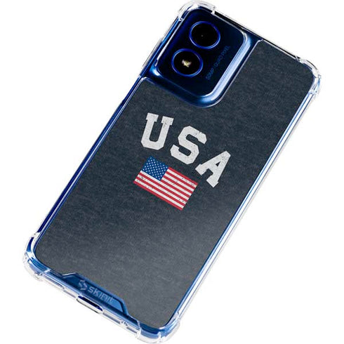 USA with American Flag Moto G Play 4G (2024) Clear Case