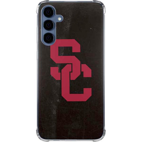 University of Southern California USC Black Distressed Galaxy A35 5G Clear Case