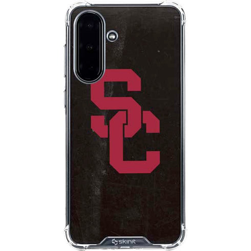 University of Southern California USC Black Distressed Galaxy A36 5G Clear Case