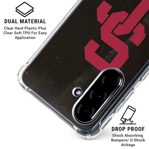 University of Southern California USC Black Distressed Galaxy A36 5G Clear Case