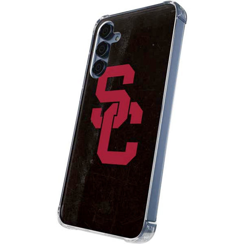 University of Southern California USC Black Distressed Galaxy A55 5G Clear Case