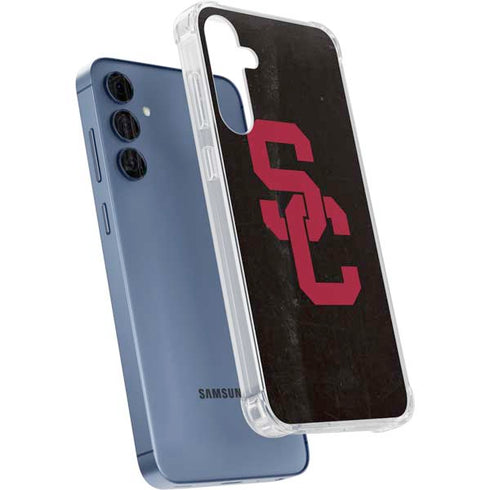 University of Southern California USC Black Distressed Galaxy A55 5G Clear Case