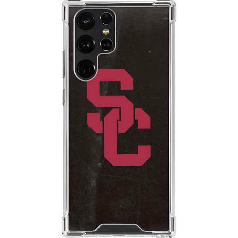 University of Southern California USC Black Distressed Galaxy S23 Ultra Clear Case