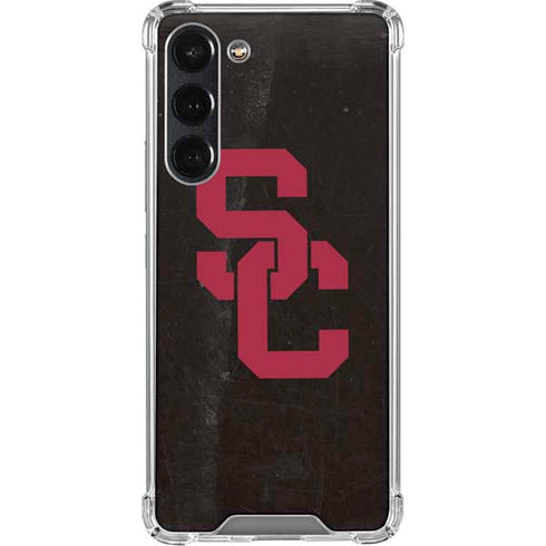 University of Southern California USC Black Distressed Galaxy S24 FE Clear Case