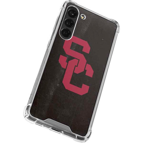 University of Southern California USC Black Distressed Galaxy S24 FE Clear Case