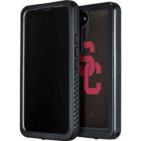 University of Southern California USC Black Distressed Galaxy S24 Waterproof Case