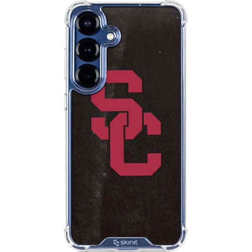 University of Southern California USC Black Distressed Galaxy S25 Clear Case