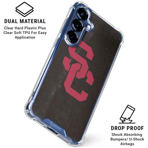 University of Southern California USC Black Distressed Galaxy S25 Clear Case