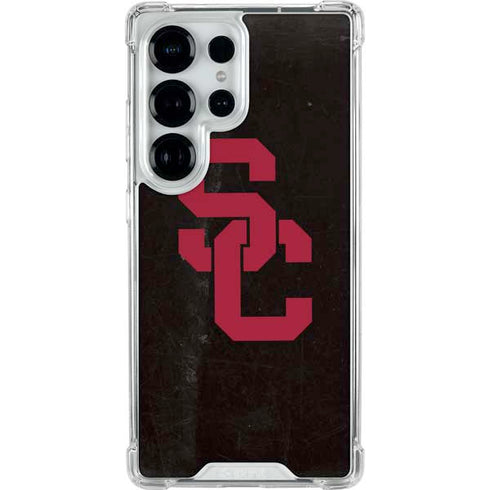 University of Southern California USC Black Distressed Galaxy S25 Ultra Clear Case