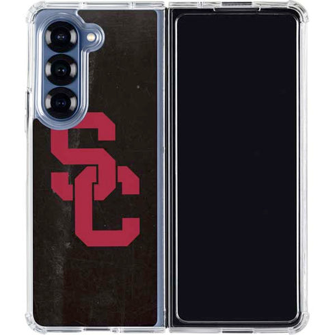 University of Southern California USC Black Distressed Galaxy Z Fold6 Clear Case