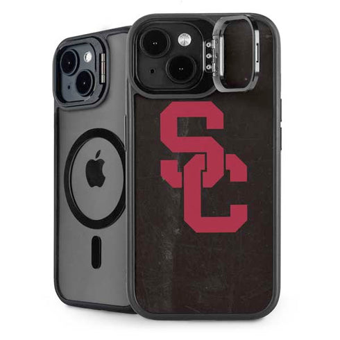 University of Southern California USC Black Distressed iPhone 14 Plus Kickstand Case