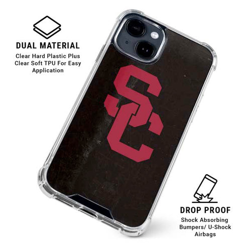 University of Southern California USC Black Distressed iPhone 15 Clear Case