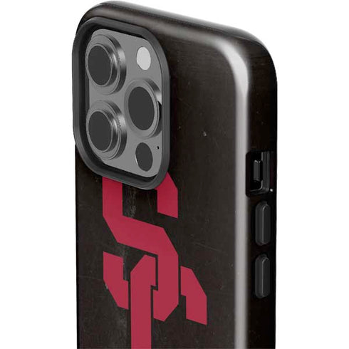University of Southern California USC Black Distressed iPhone 15 Pro Impact Case