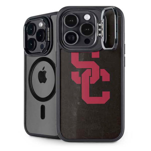 University of Southern California USC Black Distressed iPhone 15 Pro Kickstand Case
