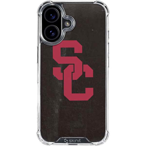 University of Southern California USC Black Distressed iPhone 16 Clear Case