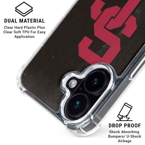 University of Southern California USC Black Distressed iPhone 16 Clear Case