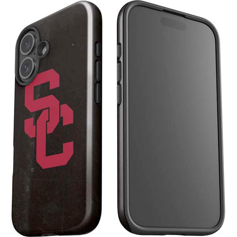 University of Southern California USC Black Distressed iPhone 16 Impact Case