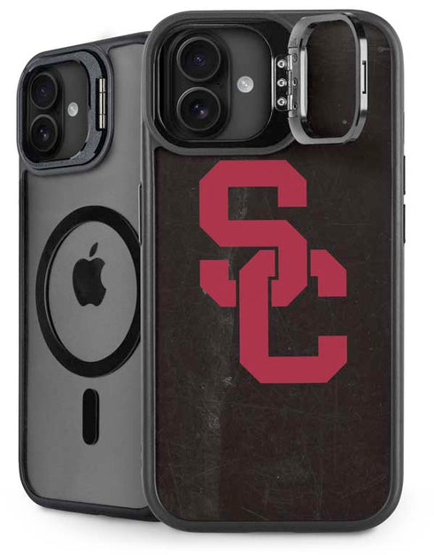 University of Southern California USC Black Distressed iPhone 16 Kickstand Case