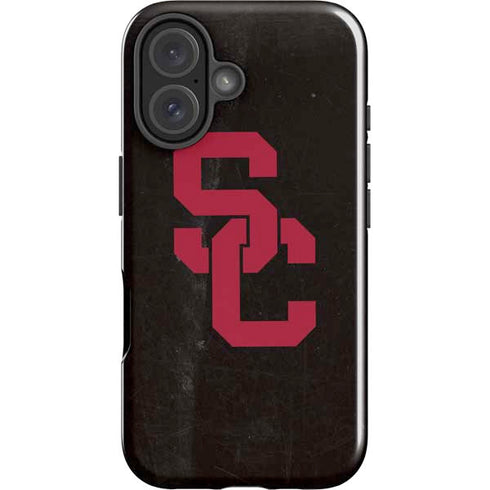 University of Southern California USC Black Distressed iPhone 16 Plus Impact Case