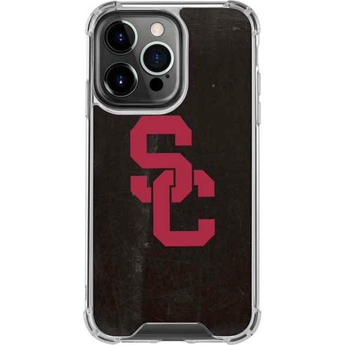 University of Southern California USC Black Distressed iPhone 16 Pro Clear Case