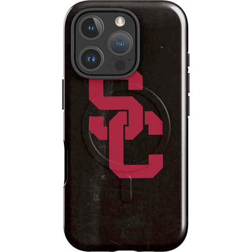 University of Southern California USC Black Distressed iPhone 16 Pro Magsafe Impact Case