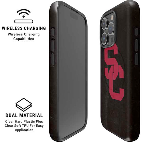 University of Southern California USC Black Distressed iPhone 16 Pro Magsafe Impact Case