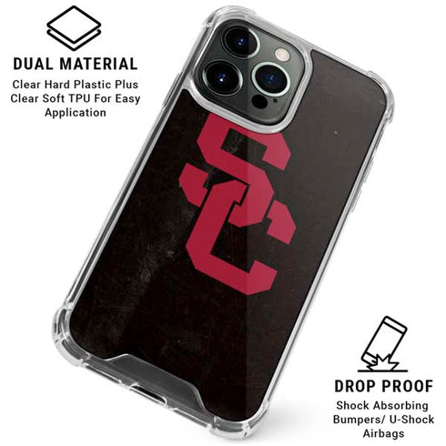 University of Southern California USC Black Distressed iPhone 16 Pro Max Clear Case